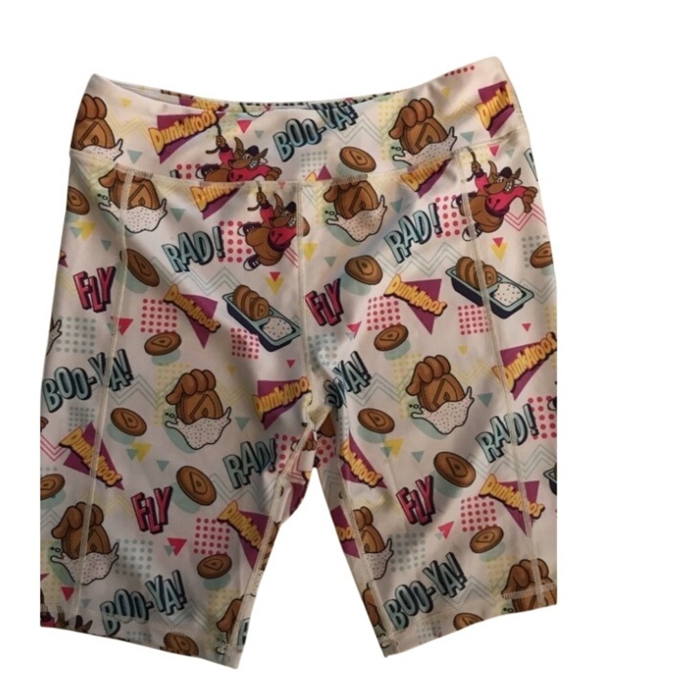 Dunkaroos 90s Retro Biker Shorts Womens Small White Lycra Spandex Athletic Rad